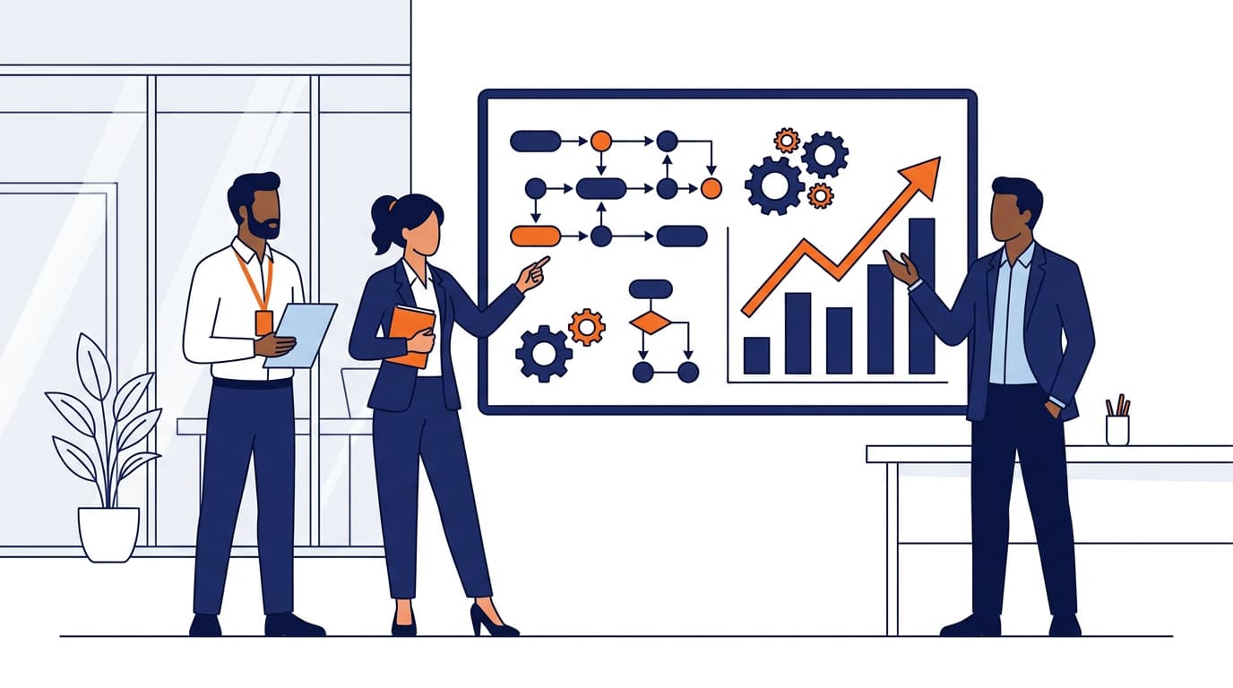 Productivity consultants analyzing workflows, costs, and process improvement opportunities